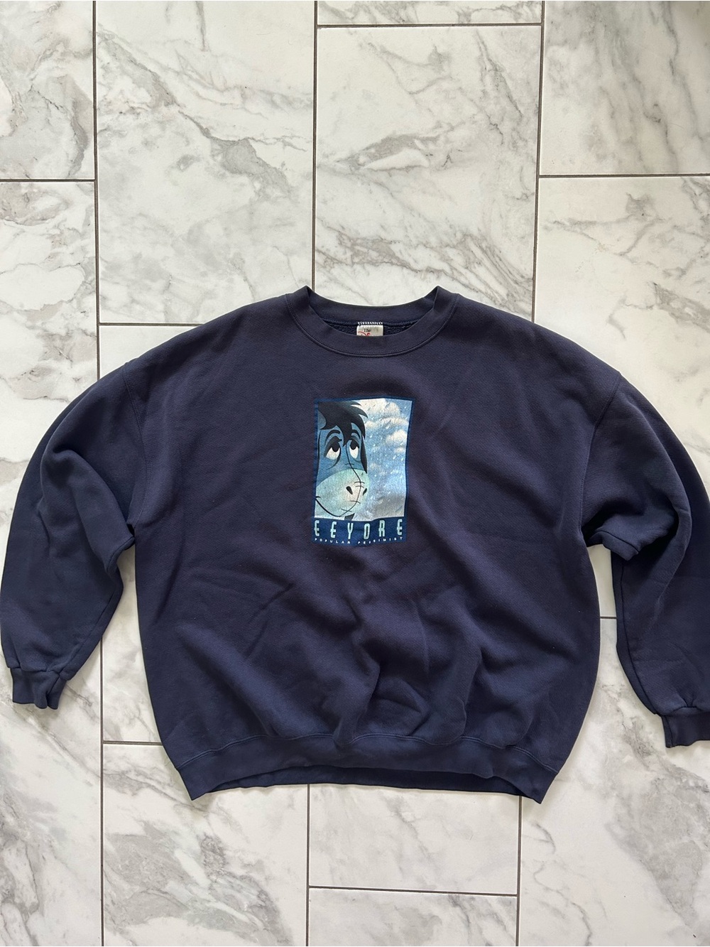 Vintage Disney Eeyore Popular Pessimist Oversized Navy Crewneck Sweater